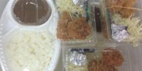 カレーライスと白身魚フライに一口とんかつです