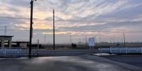 今朝のとんかつぼたんの駐車場からの風景。